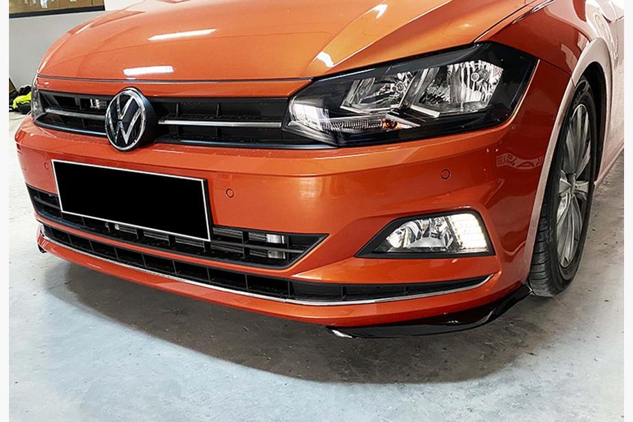 Volkswagen Polo 2017– Front læbesplitter DPT V-2 (blank sort) Image