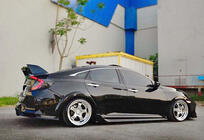 Honda Civic Sedan X 2016–2021 DPT V-4 sideskørter (sort højglans) foto 2