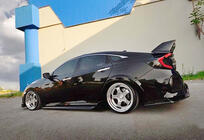 Honda Civic Sedan X 2016–2021 DPT V-4 sideskørter (sort højglans) foto 3