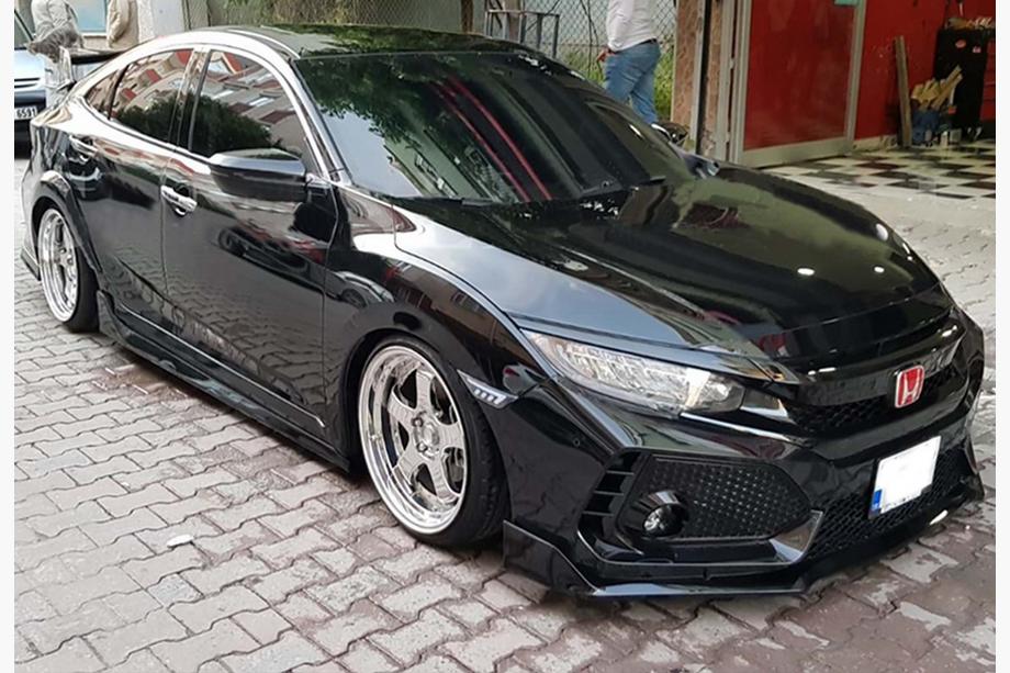 Honda Civic Sedan X 2016–2021 DPT V-4 sideskørter (sort højglans) Image
