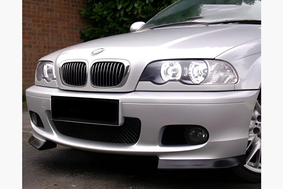 BMW 3-serie E46 1998–2006 Frontspoilerlæbe til forreste kofanger Flap DPT (sort højglans) Image