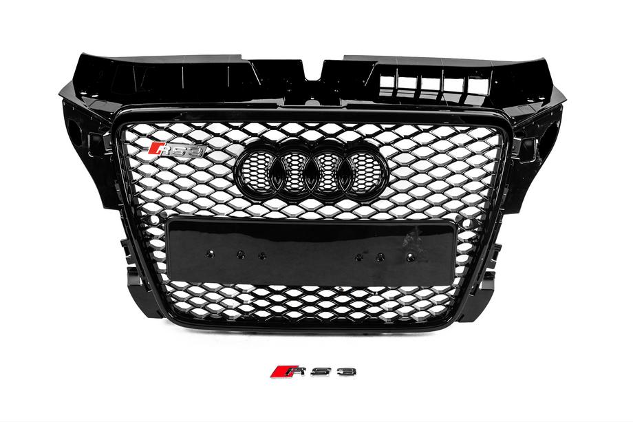 Audi A3 2003–2012 RS-style frontgrill (2008-2012, sort med krom) Image