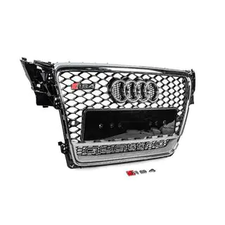 Frontgrill med Quattro-logo, RS-style (2007-2011, sort) foto 3
