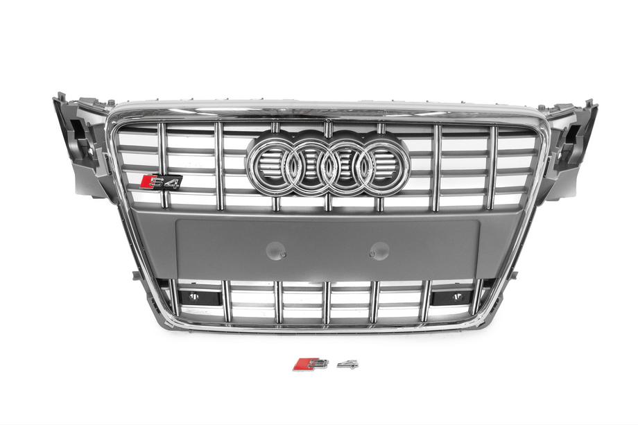 Audi A4 B8 2007–2015 Frontgrill i RS-stil (2007-2011, grå med krom) Foto 1