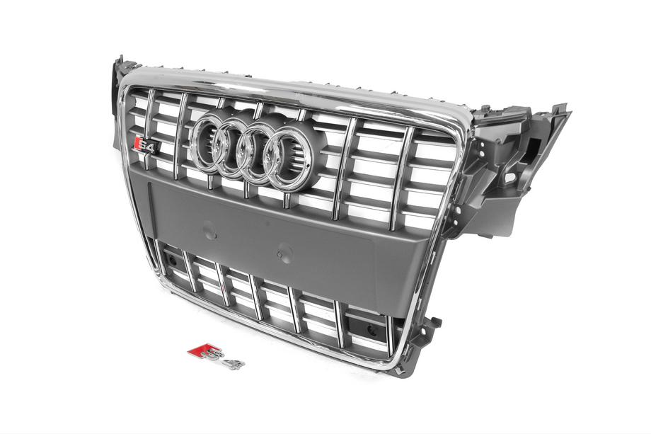Audi A4 B8 2007–2015 Frontgrill i RS-stil (2007-2011, grå med krom) Foto 2