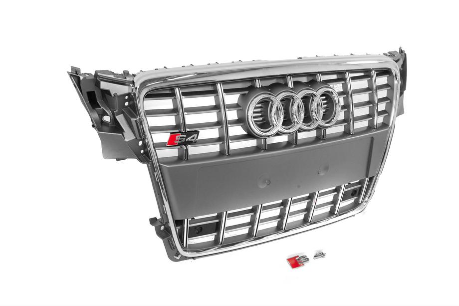 Audi A4 B8 2007–2015 Frontgrill i RS-stil (2007-2011, grå med krom) Foto 3