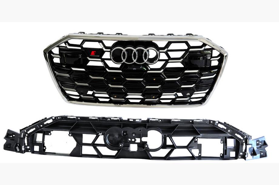 Audi A6 C8 2018–2025 RS-style frontgrill (2024- , grå med krom) Image