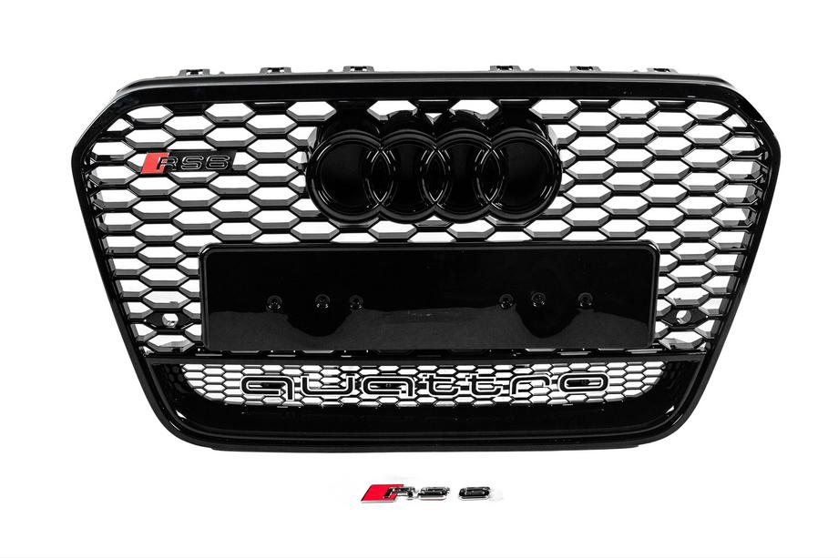 Audi A6 C7 2011–2017 Sort frontgrill i RS-stil med Quattro-logo (2011-2014) Image