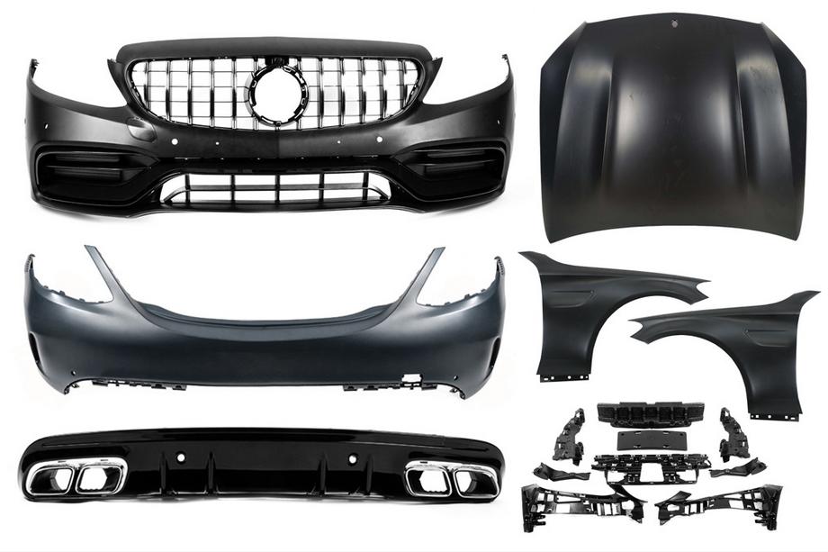Mercedes C-klasse W205 2014–2021 Karrosserikit med motorhjelm og skærme (C63 AMG) Image