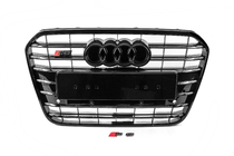 Audi A6 C7 2011–2017 Forreste sort kølergrill med sort ramme S-style (2011-2014) foto 1