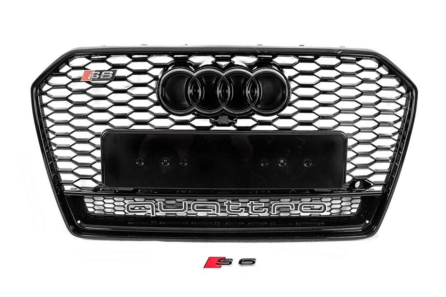 Audi A6 C7 2011–2017 Sort RS-style frontgrill med Quattro-logo (2014-2017) Image