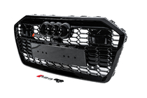 Audi A6 C8 2018–2025 Frontgrill i RS-stil (med ACC, sort) foto 2