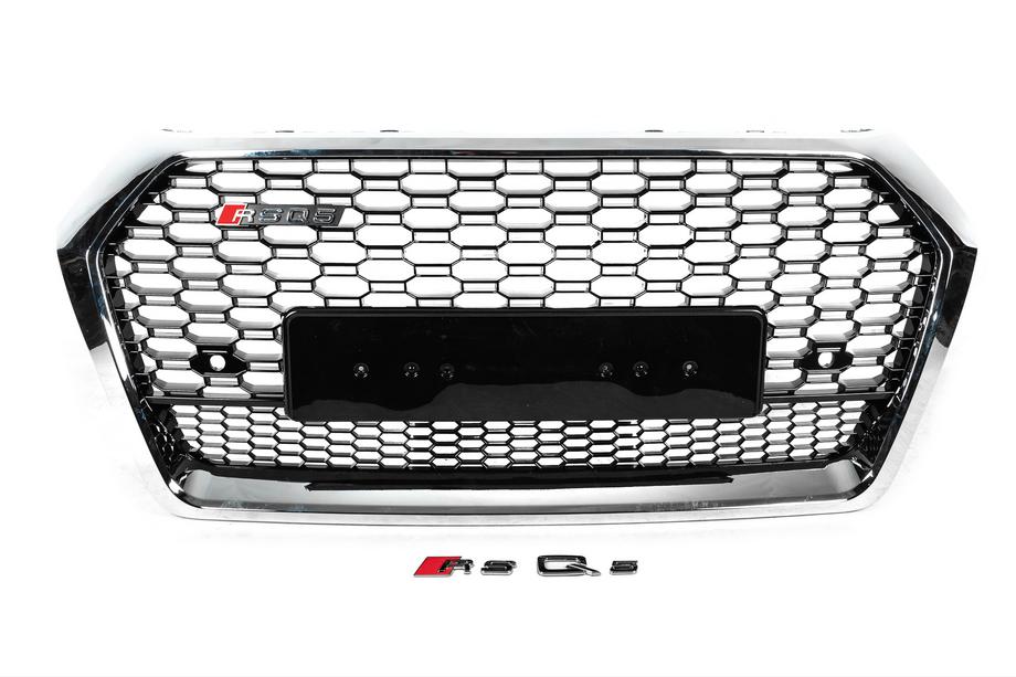 Audi Q5 2017–2025 RSQ-Style frontgrill uden logo (2017-2020, sort med krom) Image