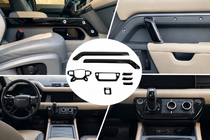 Land Rover Defender 2019– Sorte interiørlister til instrumentbord foto 1