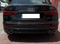 Audi A6 C8 2018–2025 Bagdiffuser med udstødningsenderør S-Style Silver (til S / S-Line) foto 1