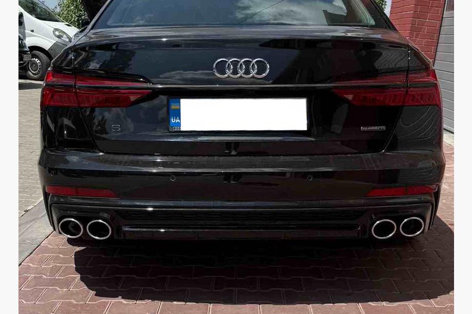 Audi A6 C8 2018–2025 Bagdiffuser med udstødningsenderør S-Style Silver (til S / S-Line) Image