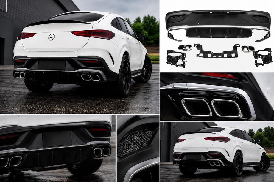 Mercedes GLE Coupé C167 2019– Bagdiffusor med udstødningstips (GLE63-design) Image