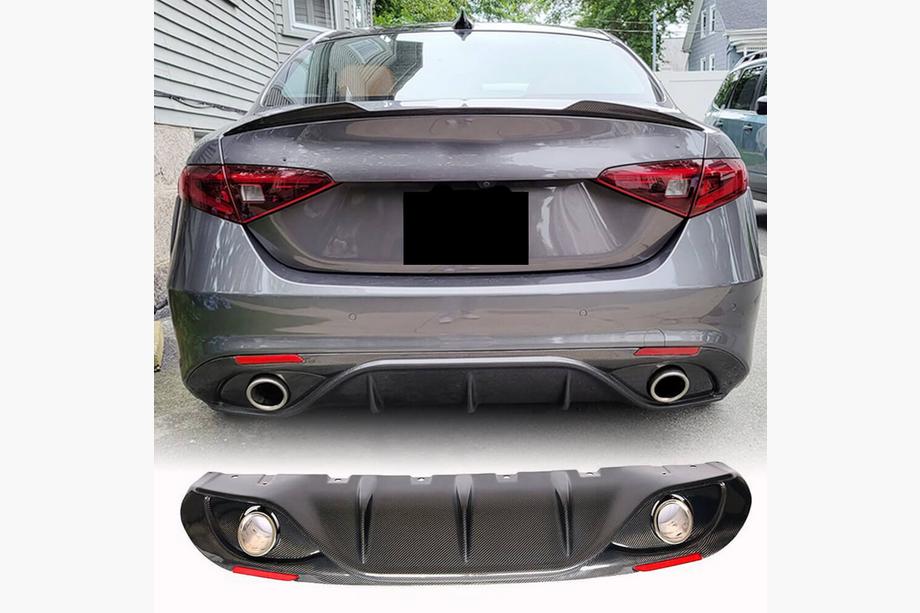 Alfa Romeo Giulia 2016–2022 Bagkofangerdiffuser med udstødningsenderør V2 (til Base, Carbon) Image