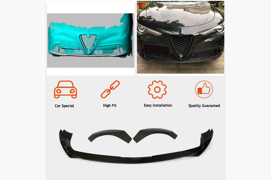 Alfa Romeo Stelvio 2016– Front lip spoiler (til Base, 2017-2023, ABS) Foto 2