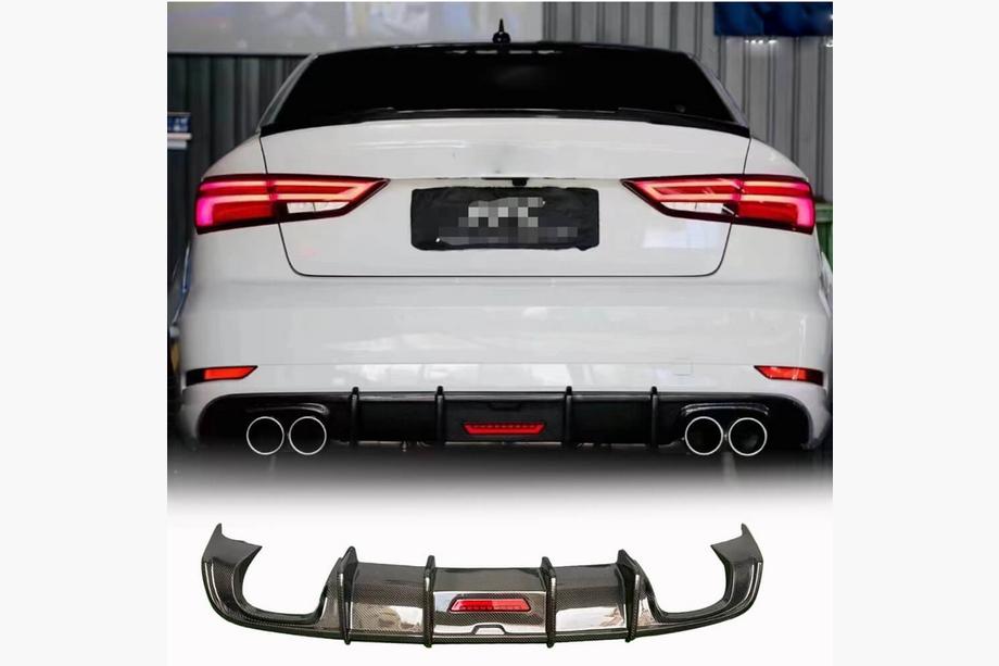 Audi A3 2012–2020 Bagkofangerdiffuser med LED-bremselys (til Base Sedan 2017-2020, carbon) Image