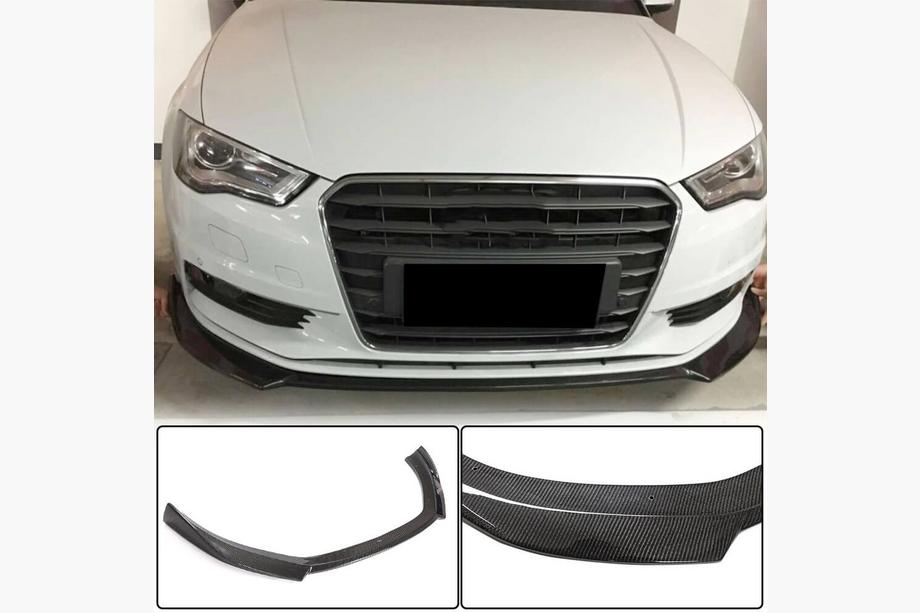 Audi A3 2012–2020 Frontspoilerlæbe til forreste kofanger Lip V1 (til Base 2012-2016 Sedan, carbon) Image