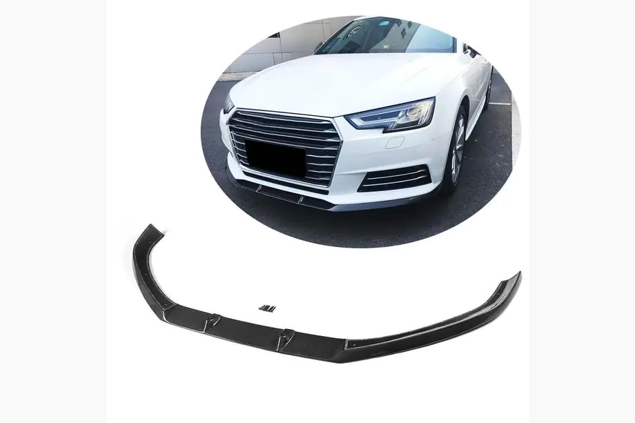 Audi A4 B9 2015–2024 Frontlæbe til forreste kofanger Lip V1 (til Base Sedan 2015-2019, kulfiber) Image