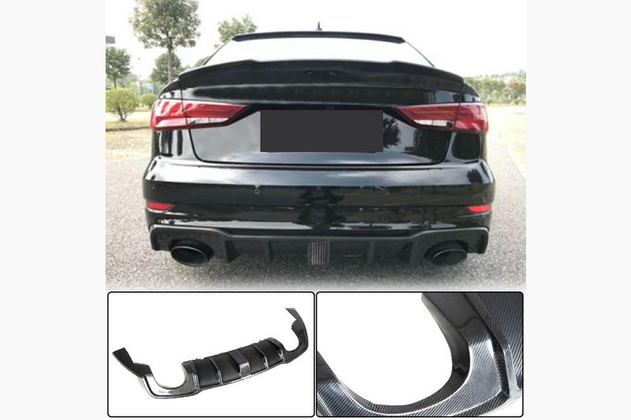Audi A3 2012–2020 Bagkofanger-diffuser med LED bremselys V2 (til RS3 2017-2019, kulfiber) Image