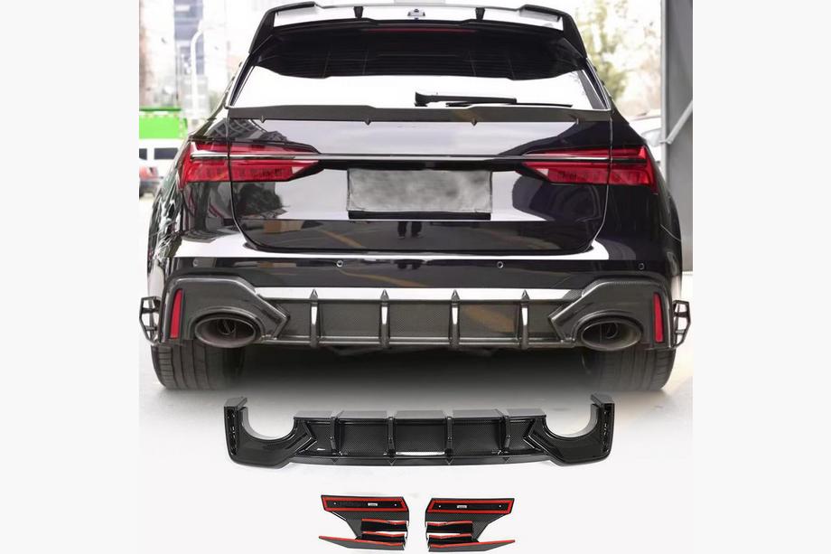 Audi A6 C8 2018–2025 Bageste diffuser til bagkofanger (til RS6, carbon) Image