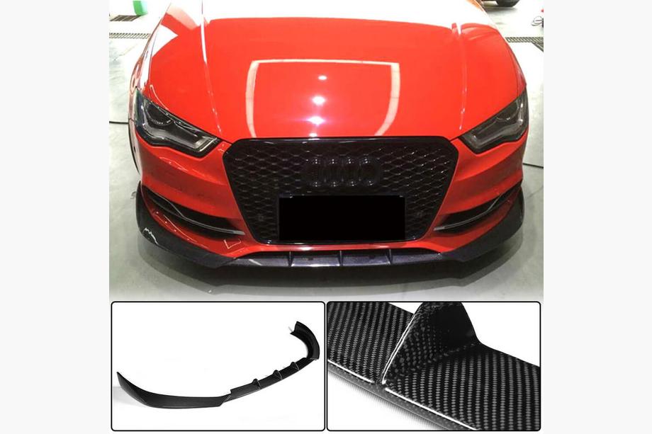 Audi A3 2012–2020 Frontkofanger-læbe Lip V2 (til S-Line Sedan 2012-2016, Kulfiber) Image