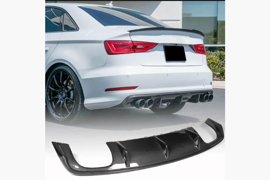 Audi A3 2012–2020 Diffuser til bagkofanger V2 (til S-Line Sedan 2012-2016, kulfiber) Image