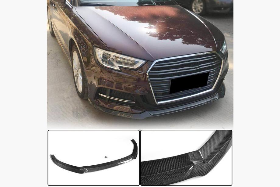 Audi A3 2012–2020 Frontkofanger-læbe Lip V1 (til S-Line 2017-2020 HB, kulfiber) Image