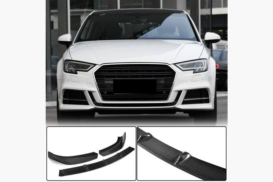 Audi A3 2012–2020 Frontlæbe til forkofanger Lip V2 (til S-Line Sedan 2017-2020, kulfiber) Image