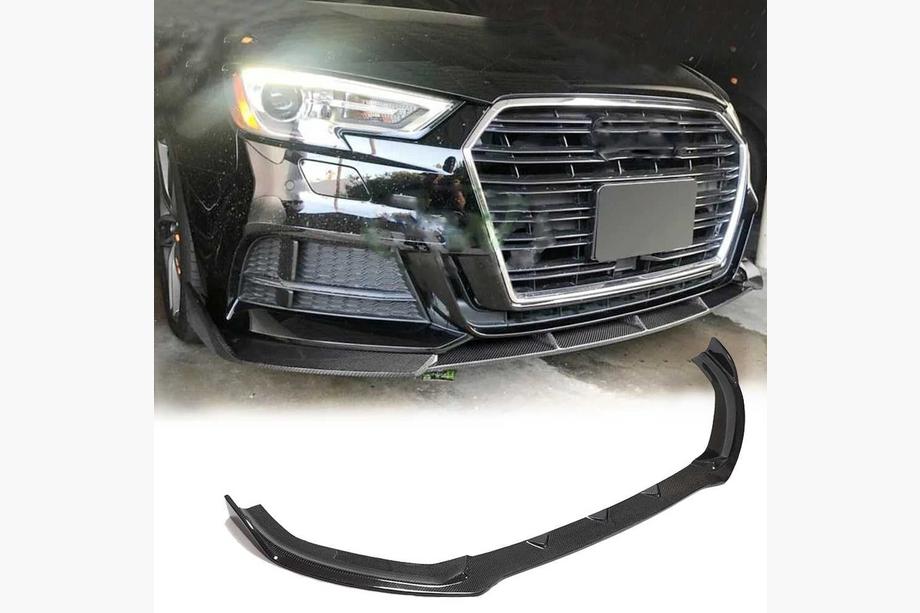 Audi A3 2012–2020 Front kofangerlæbe Lip V1 (til S-Line 2017-2020 Sedan, carbon) Image