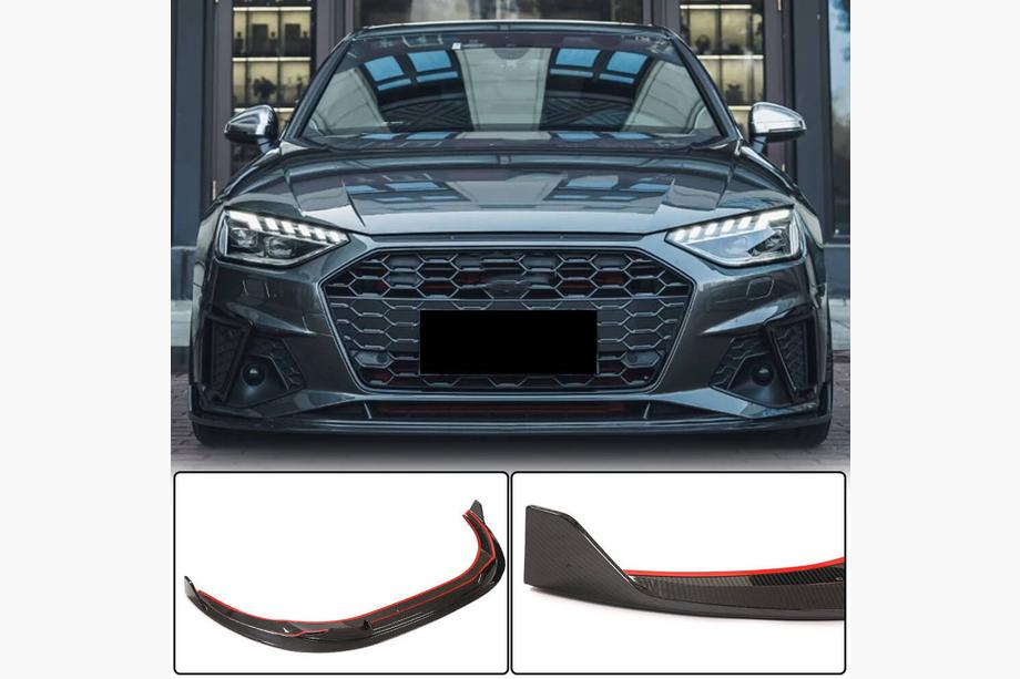Audi A4 B9 2015–2024 Frontlæbe til forreste kofanger Lip V1 (til S-Line Sedan 2019-2024, carbon) Image