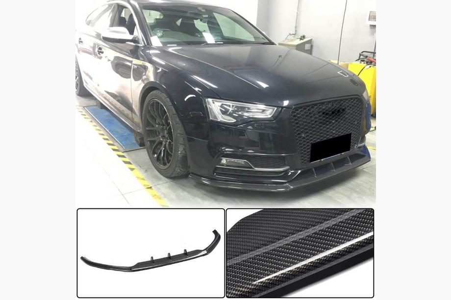 Audi A5 2007–2015 Front kofangerlæbe Lip V4 (til S-Line 2012-2015, kulfiber) Image