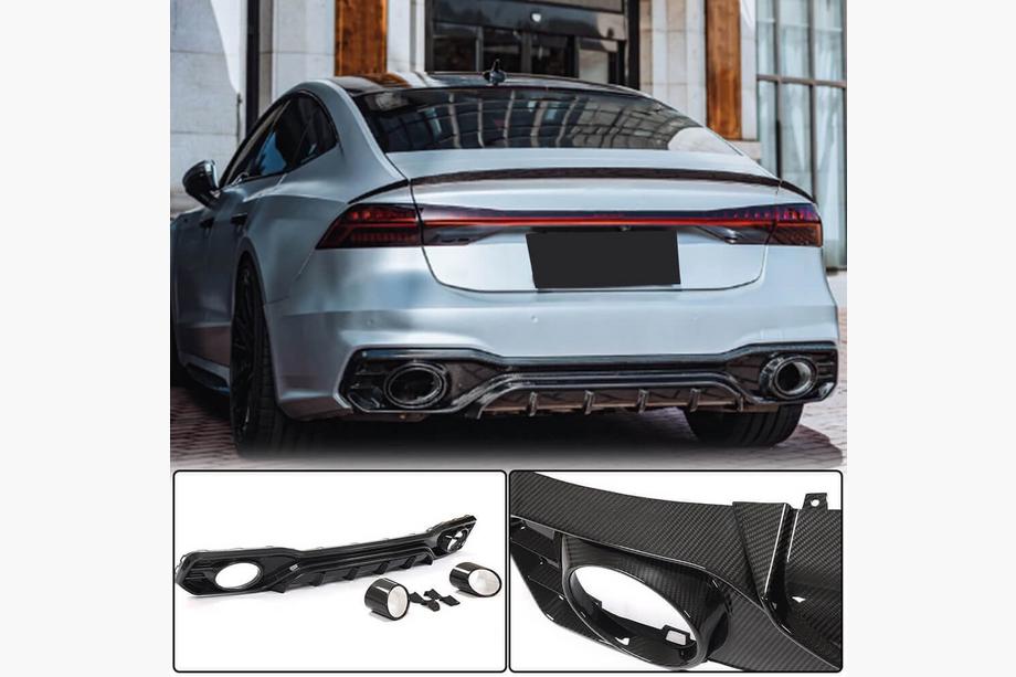 Audi A7 2018– Bagkofanger-diffuser med udstødningsenderør (til S-Line 2018-2022, dry carbon) Image