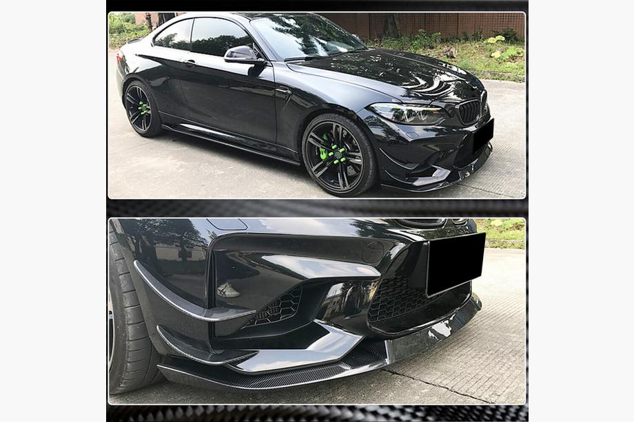 BMW 2-serie F22/F23 2014–2021 Frontspoilerlæbe Lip V5 (til F87 M2, carbon) Foto 8