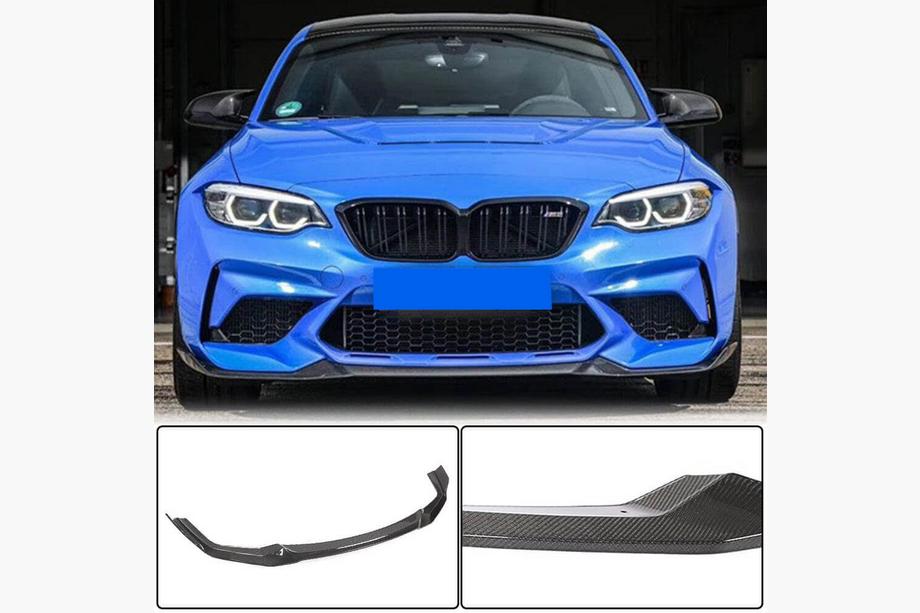 BMW 2-serie F22/F23 2014–2021 Frontlæbe til forreste kofanger Lip V3 (til F87 M2 Competition, kulfiber) Foto 2