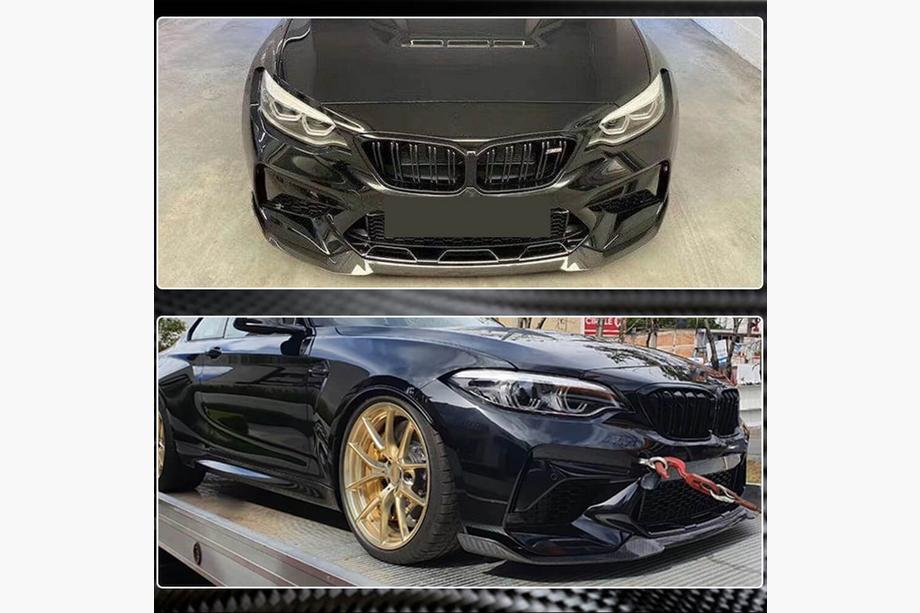 BMW 2-serie F22/F23 2014–2021 Frontlæbe til forreste kofanger Lip V3 (til F87 M2 Competition, kulfiber) Foto 5