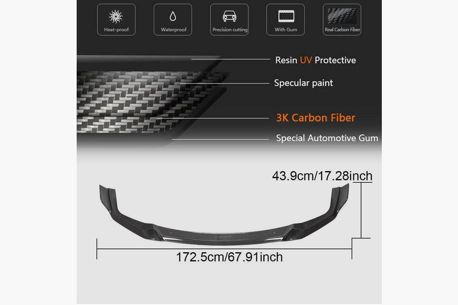 BMW 2-serie F22/F23 2014–2021 Frontlæbe til forreste kofanger Lip V3 (til F87 M2 Competition, kulfiber) Foto 7