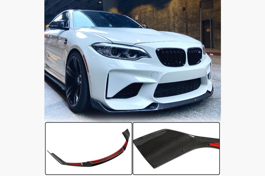 BMW 2-serie F22/F23 2014–2021 Frontlæbe Lip V4 til forreste kofanger (til F87 M2 Competition, kulfiber) Foto 1