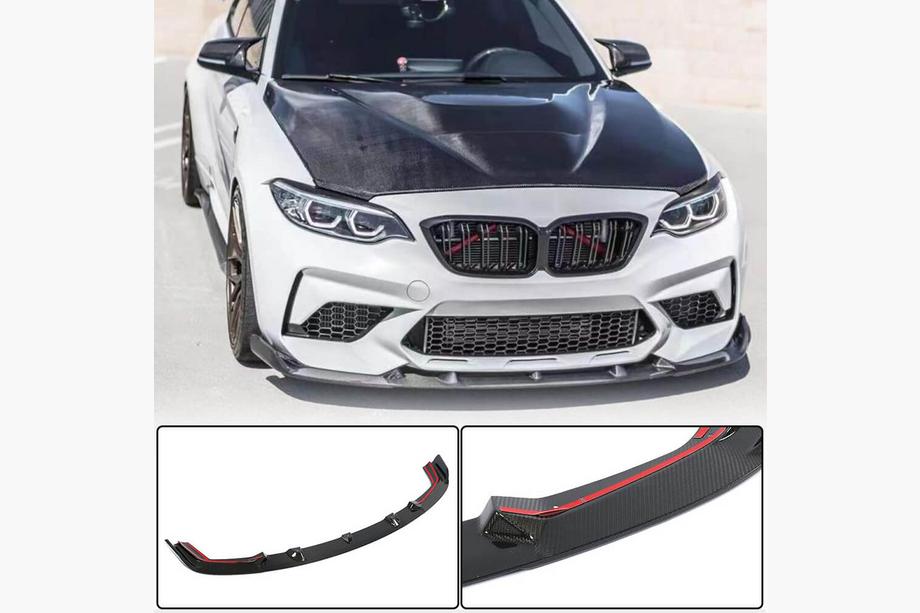 BMW 2-serie F22/F23 2014–2021 Frontlæbe til kofanger Lip V5 (til F87 M2 Competition, carbon) Image