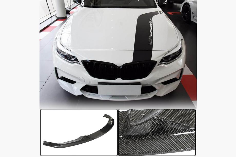 BMW 2-serie F22/F23 2014–2021 Frontlæbe til kofanger Lip V6 (til F87 M2 Competition, kulfiber) Image