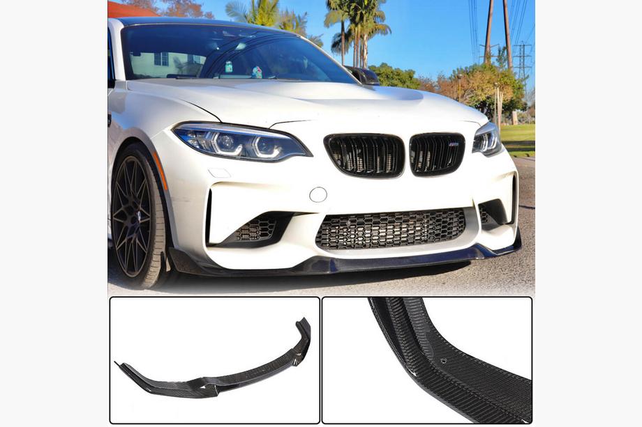 BMW 2-serie F22/F23 2014–2021 Frontlæbe til kofanger Lip V4 (til F87 M2, carbon) Foto 1