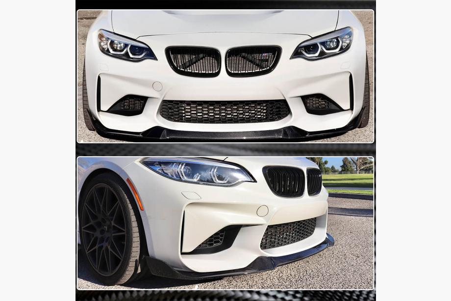 BMW 2-serie F22/F23 2014–2021 Frontlæbe til kofanger Lip V4 (til F87 M2, carbon) Foto 4