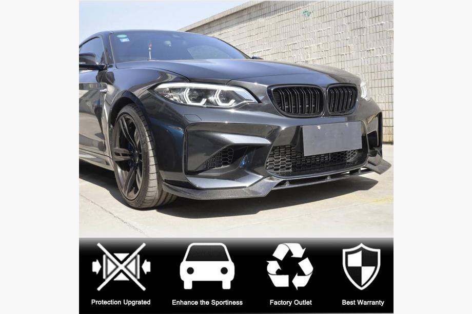 BMW 2-serie F22/F23 2014–2021 Frontlæbe til forreste kofanger Lip V3 (til F87 M2, carbon) Foto 5