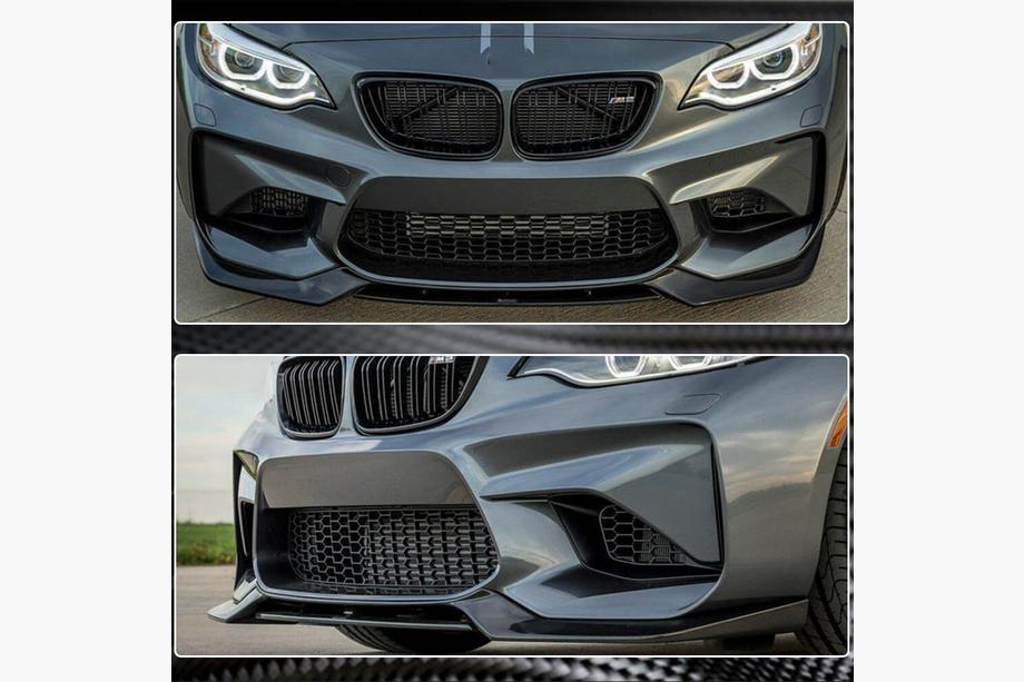 BMW 2-serie F22/F23 2014–2021 Frontlæbe til forreste kofanger Lip V3 (til F87 M2, carbon) Foto 7