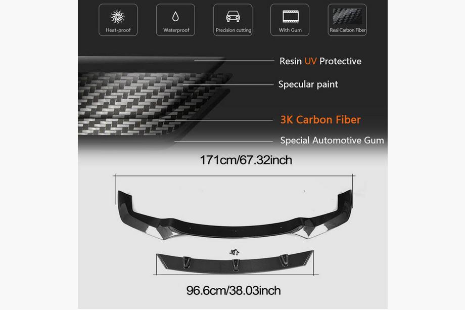 BMW 2-serie F22/F23 2014–2021 Frontlæbe til forreste kofanger Lip V3 (til F87 M2, carbon) Foto 8