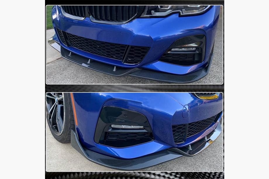 BMW 3-serie G20/G21 2018– Front spoilerlæbe til kofanger Lip PD-Style (til M-Sport 2018-2022, Carbon) Foto 3
