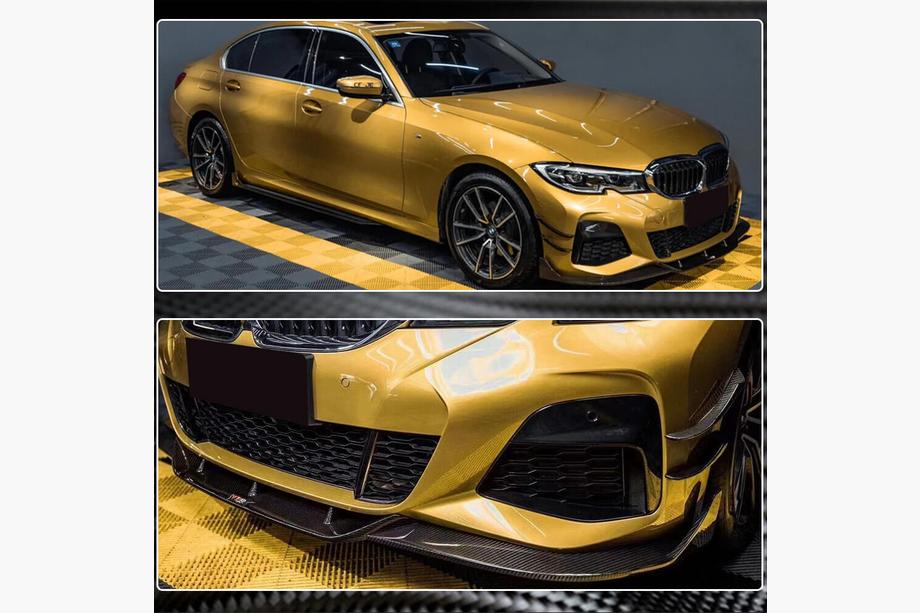 BMW 3-serie G20/G21 2018– Front spoilerlæbe til kofanger Lip PD-Style (til M-Sport 2018-2022, Carbon) Foto 4